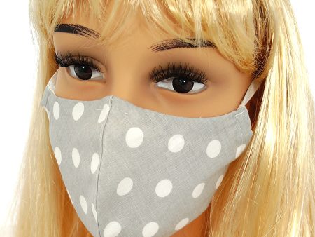 CV09 Reusable decorative masks - gray with polka dots - 100% cotton - 2 pieces Online Hot Sale