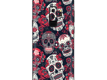 Sugar Skulls Red Black Dia De Los Samsung Galaxy S9 Plus Skin Hot on Sale