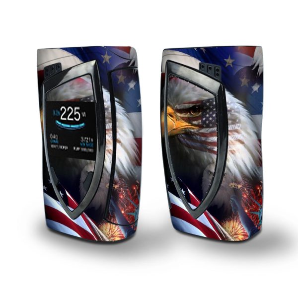 Skin Decal Vinyl Wrap for Smok Devilkin Kit 225w Vape (includes TFV12 Prince Tank Skins) skins cover  USA Bald Eagle in Flag Online