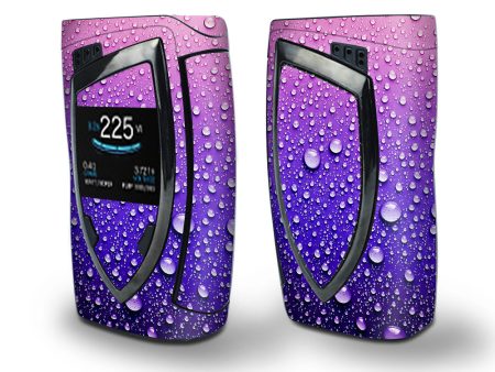 Skin Decal Vinyl Wrap for Smok Devilkin Kit 225w Vape (includes TFV12 Prince Tank Skins) skins cover  waterdrops on purple Hot on Sale