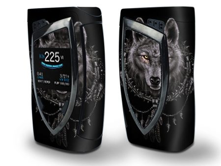 Skin Decal Vinyl Wrap for Smok Devilkin Kit 225w Vape (includes TFV12 Prince Tank Skins) skins cover  Wolf dreamcatcher back white Supply